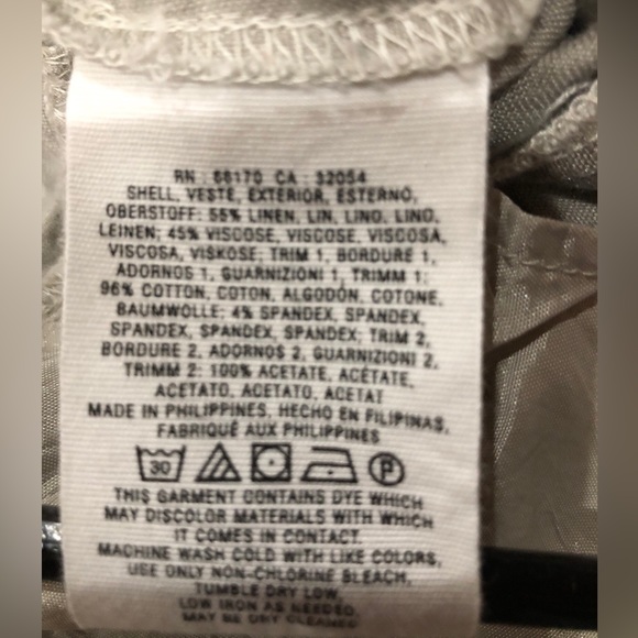 Cartonnier Linen Blend Paper Bag Ankle Pant Grey #j27 - Picture 5 of 5